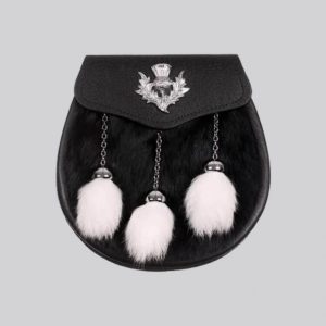 Black White Rabbit Thistle Sporran