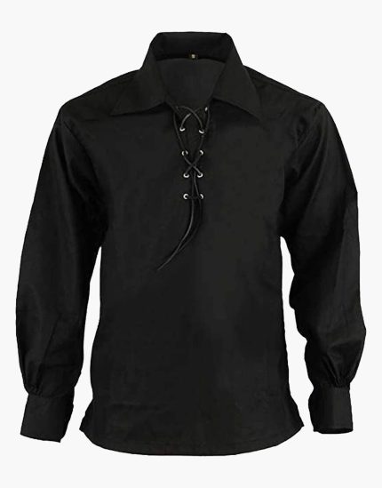 Black Ghillie Shirt For Scottish Kilt